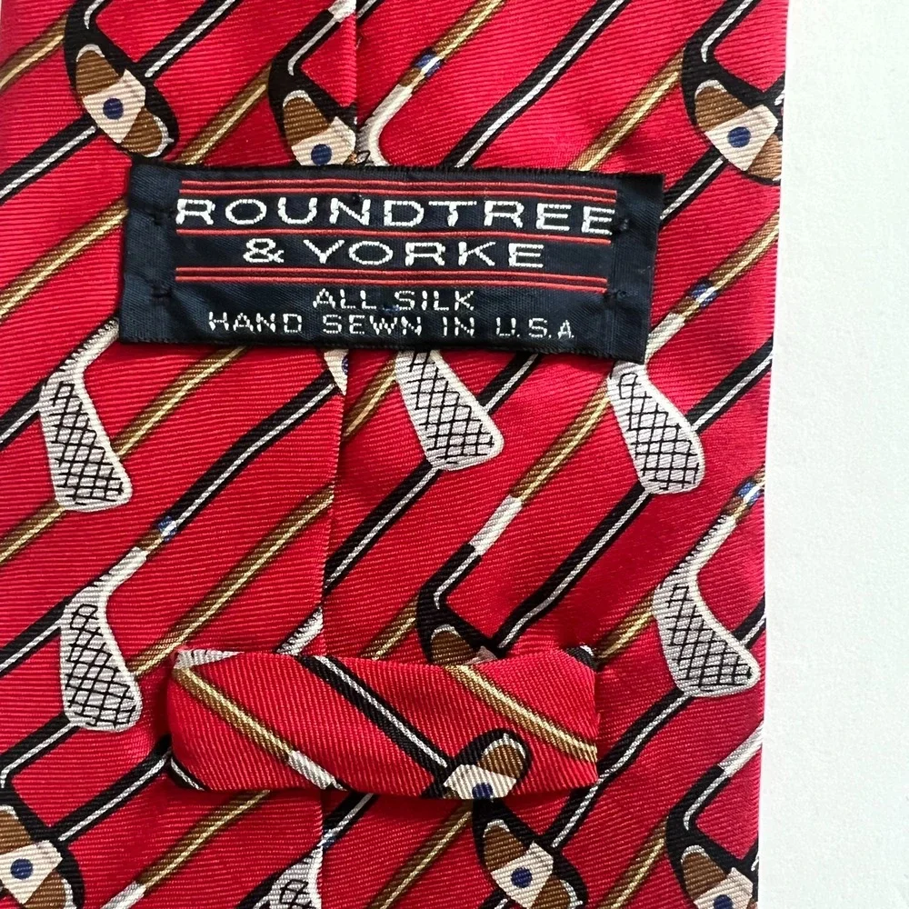 Lot of 3 Mens Golf Themed 100% Silk Ties Neckties Made in USA Novelty Print‎